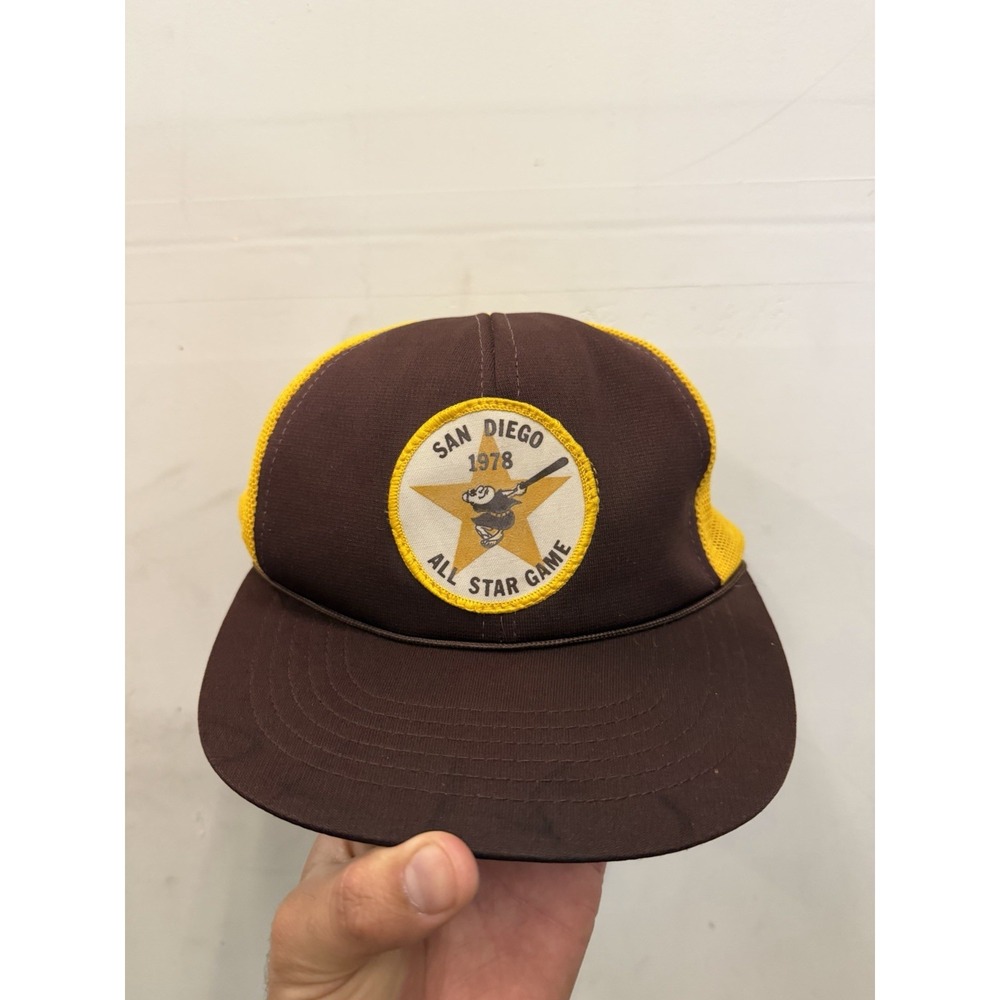 RARE VTG 1978 San Diego Padres All Star Game Brown Yellow Trucker Hat SnapBack